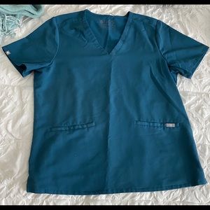Figs Scrubs Caribbean Blue Top XL
